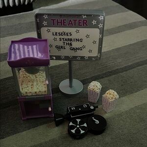 American Girl Theater Set with Purple Popcorn Machine